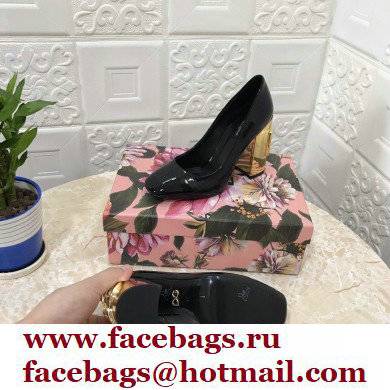 Dolce  &  Gabbana Heel 10.5cm Patent Leather Pumps Black with DG Karol Heel 2021